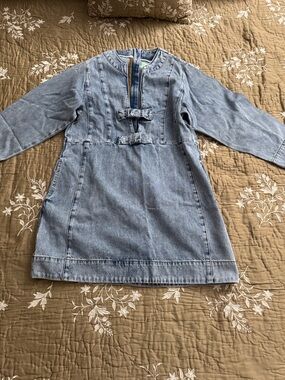 Bohemian Traders Light Blue Denim Dress Jacket with Front Bows
